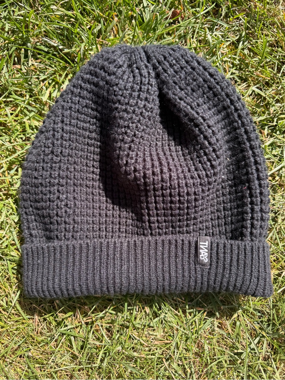 TNA Black Waffle Knit Beanie
